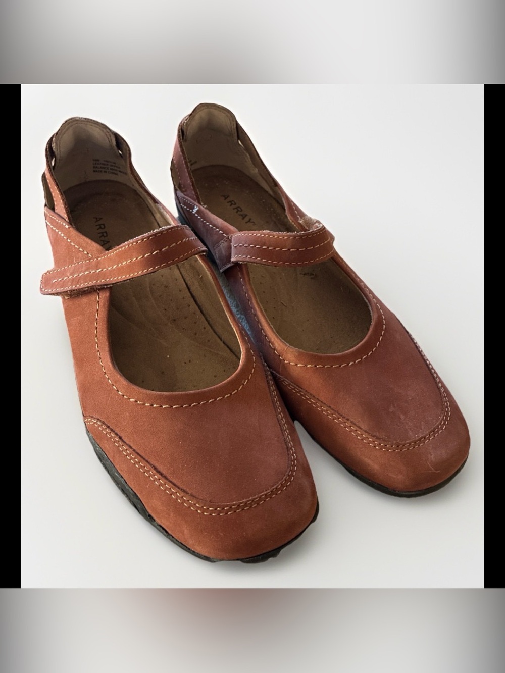 ARRAY Rust Brown Suede ‘Julia’ Mary Jane Flats with Strap EUC Sz 10W